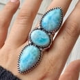 thumbnail image 1 of Larimar Gemstone Ring, Statement Handcrafted Ring, made In 925 Sterling Silver, Boho Ring, Two Stone Ring, Boho Jewelry, Gift For Her,....., 1 of 5