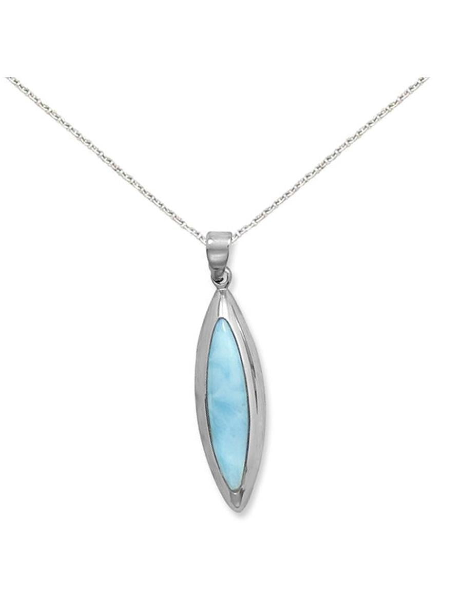 Larimar Earrings Marquise Shape Rhodium on Sterling Silver - Nontarnish Larimar Earrings Marquise Shape Rhodium on Sterling Silver - Nontarnish