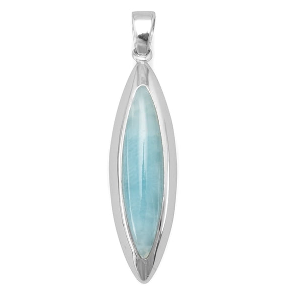 Larimar Pendant Marquise Shape Rhodium on Sterling - Nontarnish, Pendant Only
