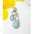 thumbnail image 1 of Larimar Pendant, Solid Sterling Silver Pendant, Dominican Larimar, Handmade Bezel Pendant, Two Stone Pendant, Larimar Jewelry, Gift For Her, 1 of 1