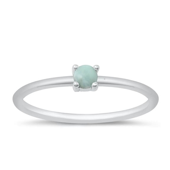 Larimar Ring .925 Sterling Silver Minimalist Band Blue Cubic Zirconia Jewelry Female Male Size 3
