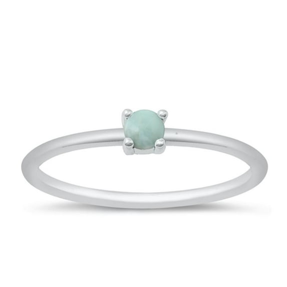 Larimar Ring .925 Sterling Silver Minimalist Band Blue Cubic Zirconia Jewelry Female Male Size 3