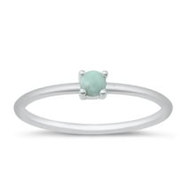 Larimar Ring .925 Sterling Silver Minimalist Band Blue Cubic Zirconia Jewelry Female Male Size 4