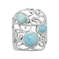 thumbnail image 1 of Larimar Ring Atlantis Stone Sterling Silver Wave Scroll Filigree Design, 1 of 1