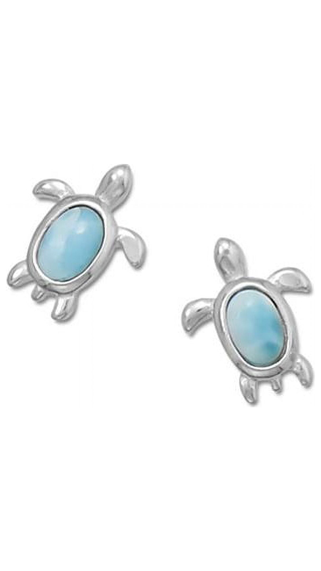 Larimar Turtle Post Stud Earrings Sterling Silver Atlantis Stone Larimar Turtle Post Stud Earrings Sterling Silver Atlantis Stone