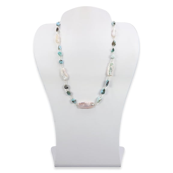 MGR! My Gems Rock Short Necklace, Larimar and Cultured Pearl, 1 Count