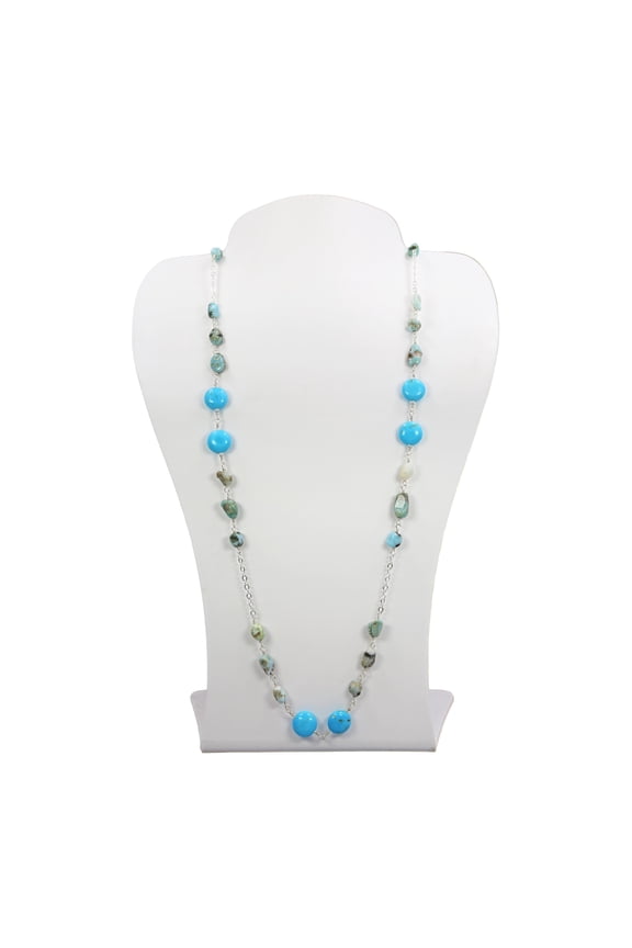 Long Turquoise Larimar and Magnesite Necklace