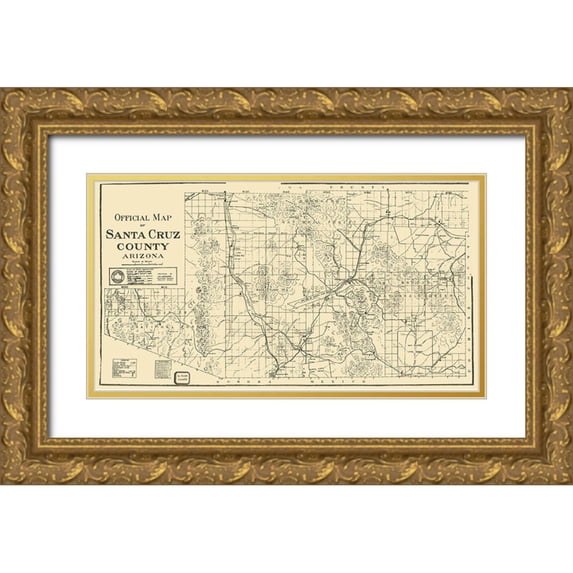 Larimore 24x15 Gold Ornate Wood Framed with Double Matting Museum Art Print Titled - Santa Cruz Arizona - Larimore 1917