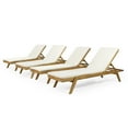 thumbnail image 1 of Larimore Outdoor Teak Acacia Wood Chaise Lounge with Cream Cushions, Set of 4, 1 of 7