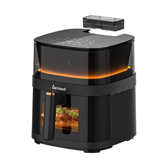Larinest Air Fryer 5.3Qt, Water Atomizer, 10 Cooking Presets for Quick Easy Meals, Easy View and Oil Less, Dishwasher-Safe, Fit for 3–5 People, AF502, Black
