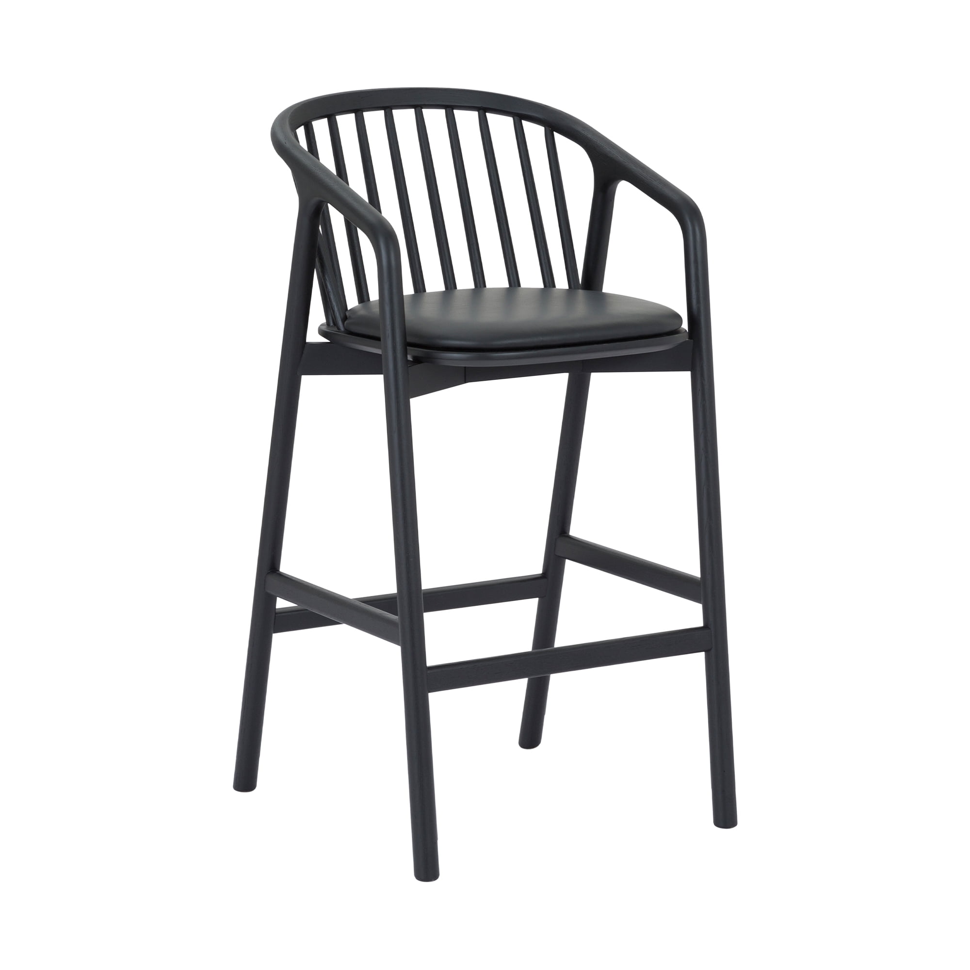 Larisa Adjustable Black Wood Bar Stool in Gray Faux Leather with Golden Bronze and Black Metal