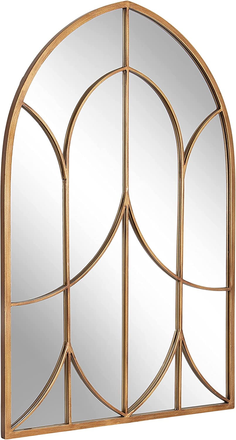 Larisa 24x36 Gold Arched Mirror with Iron Inlay