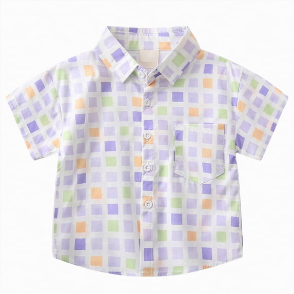 Larisalt Baby Boys Easter Shirts Cute Print Button-Down Lapel Shirt Tops Toddler Boy Summer Easter Clothes