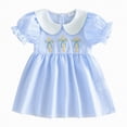 thumbnail image 1 of Larisalt Baby Girl Dress Kids Girls Easter Clothes Cute Embroidery Short Sleeve Smocked Easter Dresses, 1 of 6