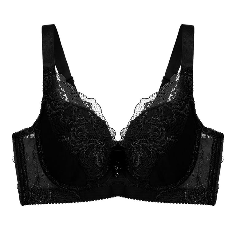 MELENECA Women's Full Coverage No Padding Plus Size Lace Underwire Bra  Black 38B