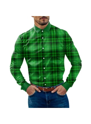 Relaxed Fit Flannel shirt - Dark green/Black - Men
