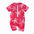 thumbnail image 1 of Larisalt Toddler Baby Boy Swimsuit Short Sleeve Cute Print Bathing Suits Zipper Rash Guard Swimsuits Age 1-3Y, 1 of 4