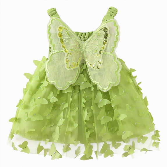 Larisalt Toddler Baby Girl Summer Clothes Sleeveless A-line Ruffle Layered Lace Tutu Princess Dresses