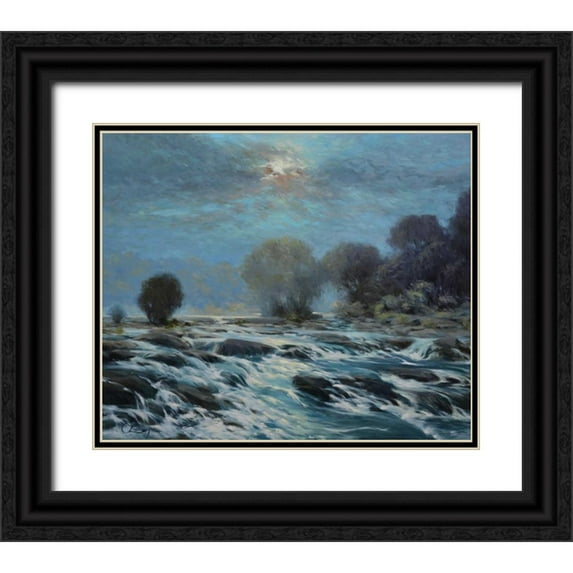Larivey, Chuck 14x12 Black Ornate Wood Framed with Double Matting Museum Art Print Titled - Moon Rapids