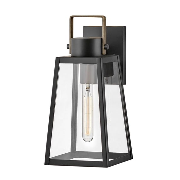 82000BK Lark Hugh - 1 Light Small Outdoor Wall Lantern In Transitional Style-15.25 Inches Tall and 7 Inches Wide-Black/Burnished Bronze Finish