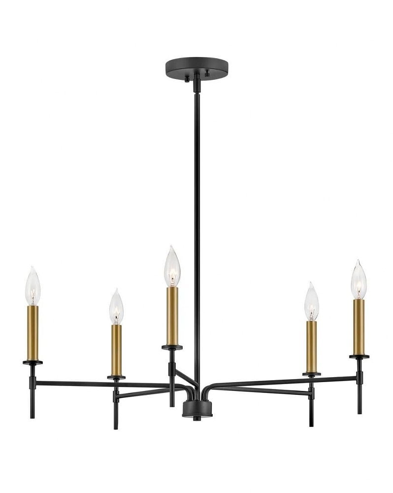Hux Black and Lacquered Brass 5-Light Candle Chandelier