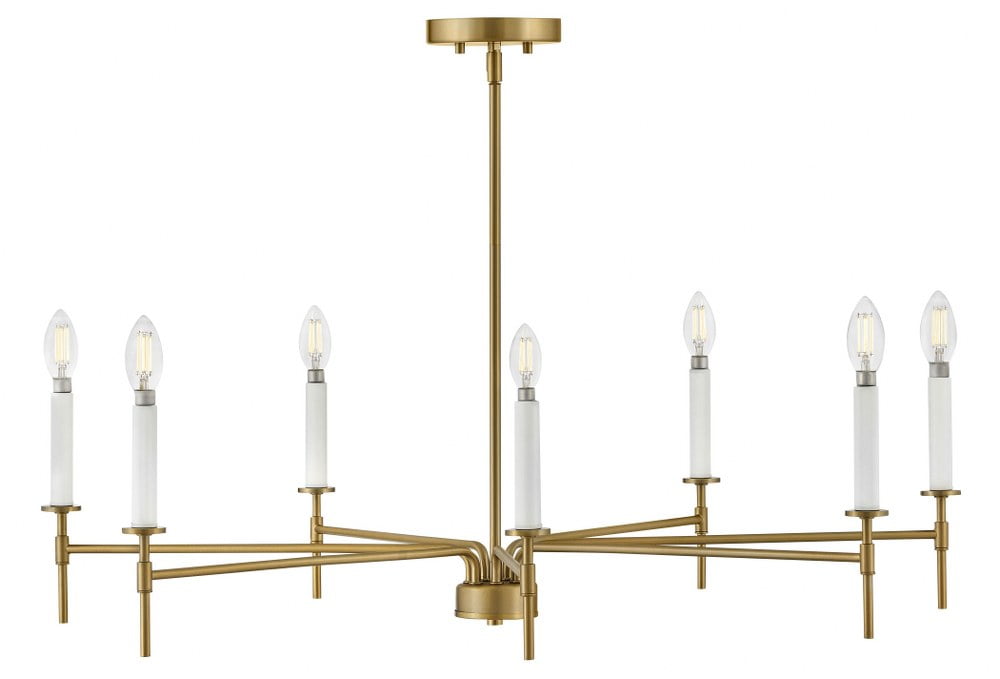 Hux 36" Lacquered Brass 7-Light Candle Style Chandelier