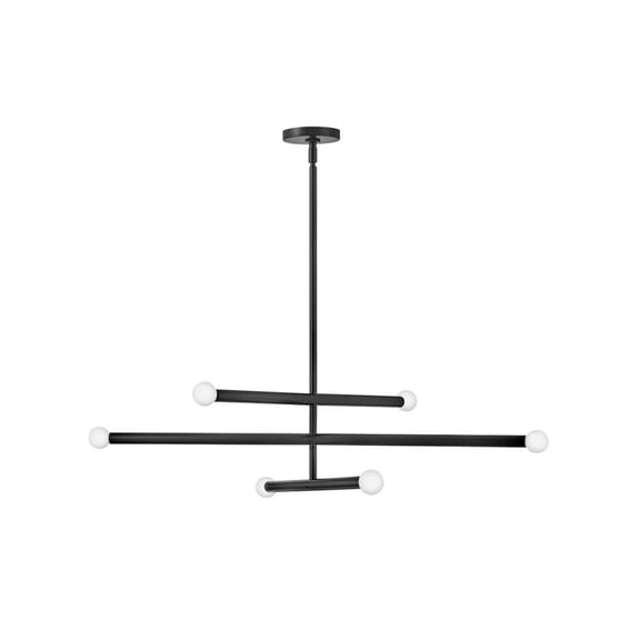 83195BK Lark Millie - 6 Light Convertible Chandelier In Modern and Mid-Century Modern Style-8.5 Inches Tall and 35.75 Inches Wide-Black Finish