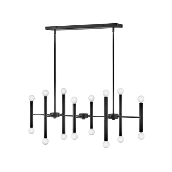 83196BK Lark Millie - 16 Light Linear Chandelier In Modern and Mid-Century Modern Style-11.75 Inches Tall and 39 Inches Wide-Black Finish