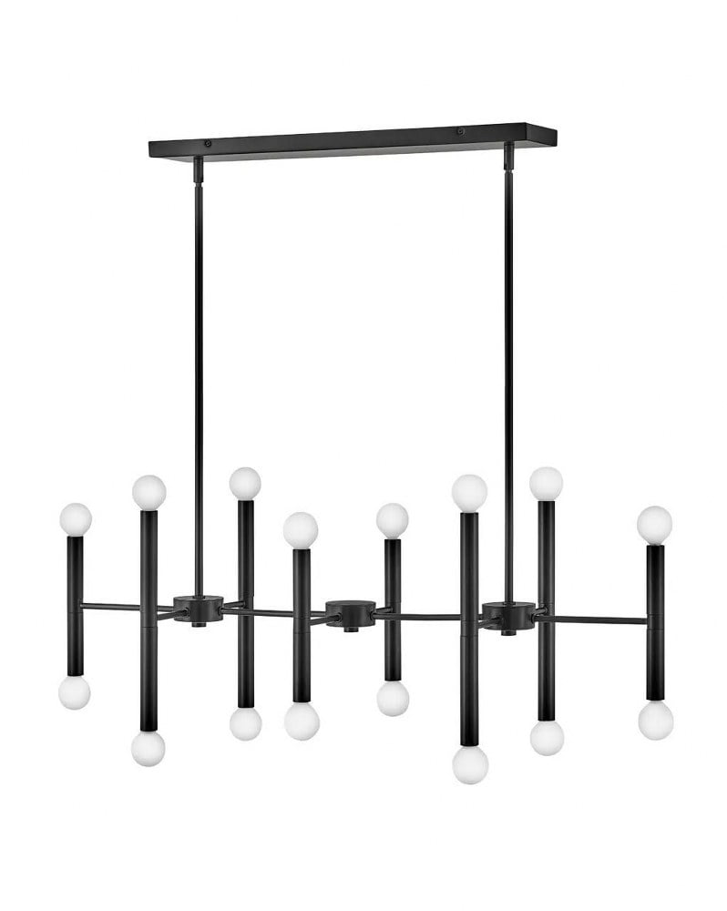 Black Mid-Century Modern 16-Light Sputnik Chandelier