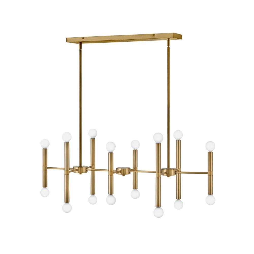 83196LCB Lark Millie - 16 Light Linear Chandelier In Modern and Mid-Century Modern Style-11.75 Inches Tall and 39 Inches Wide-Lacquered Brass Finish