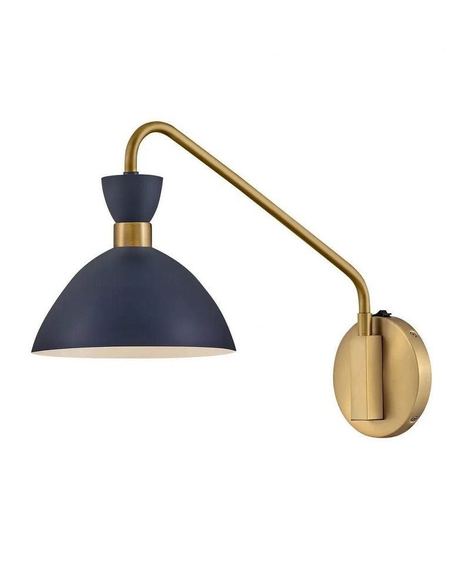 Simon Mid-Century Modern Matte Navy & Heritage Brass Adjustable Sconce