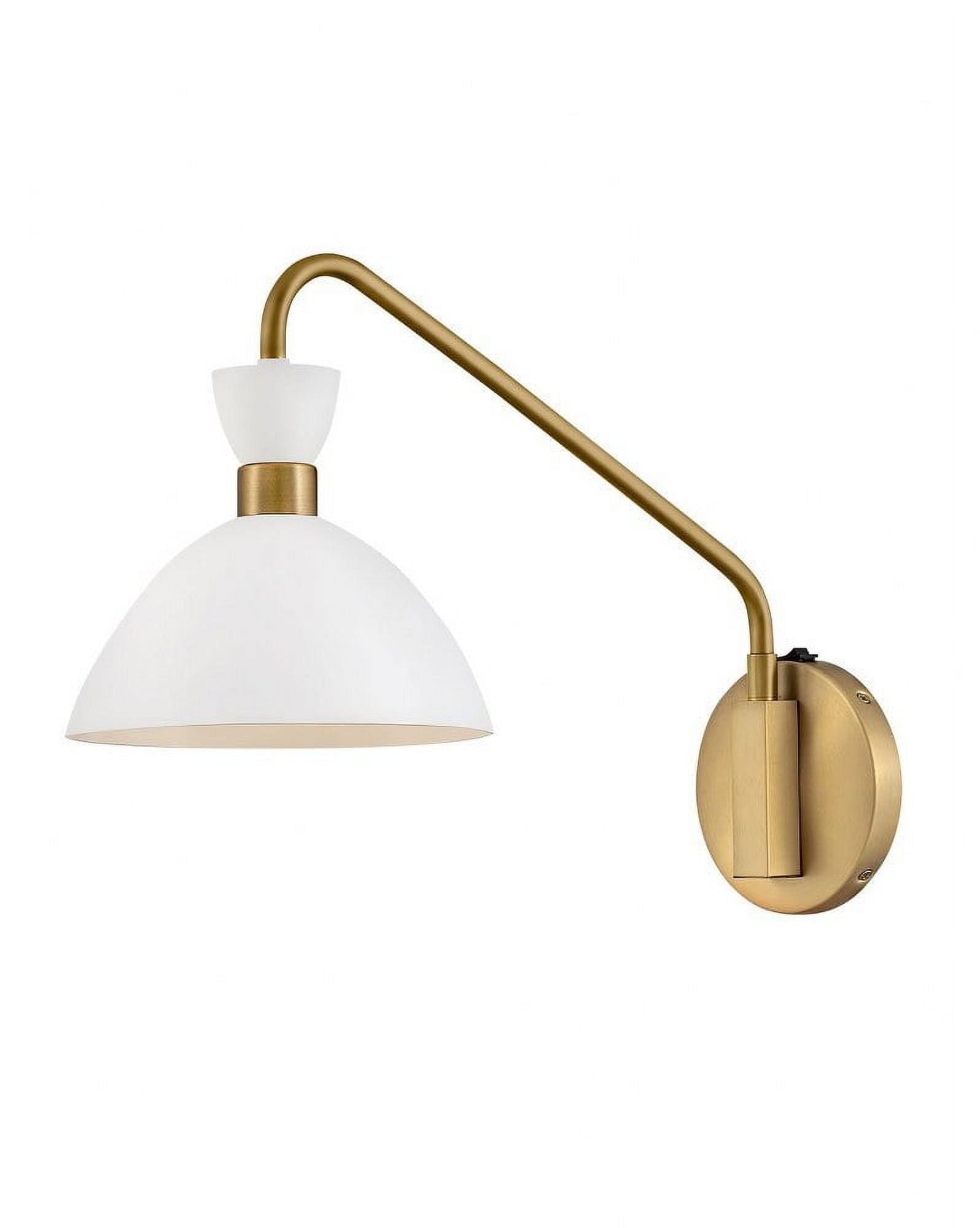 Simon Matte White & Heritage Brass Adjustable 1-Light Sconce