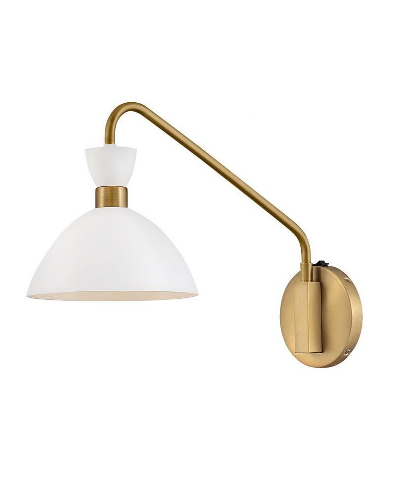 Simon Matte White & Heritage Brass Adjustable 1-Light Sconce