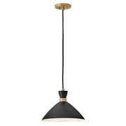83257BK-HB Lark Simon - 1 Light Pendant In Mid-Century Modern Style-10 Inches Tall and 13 Inches Wide-Black/Heritage Brass Finish