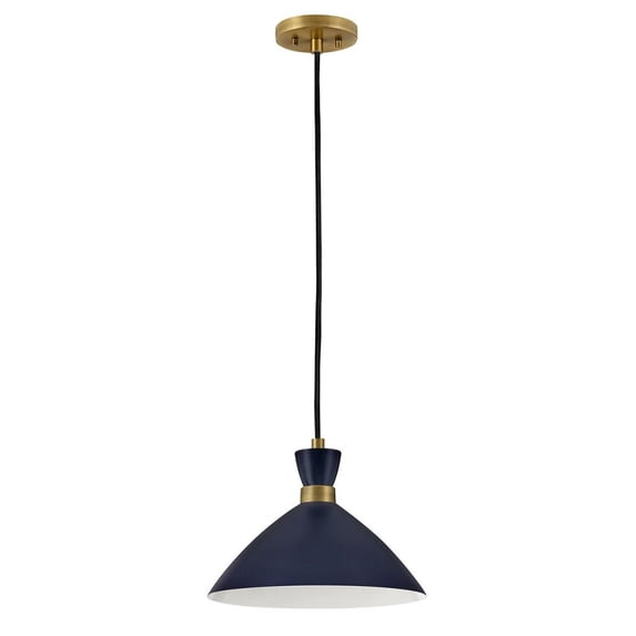 83257MV-HB Lark Simon - 1 Light Pendant In Mid-Century Modern Style-10 Inches Tall and 13 Inches Wide-Matte Navy/Heritage Brass Finish