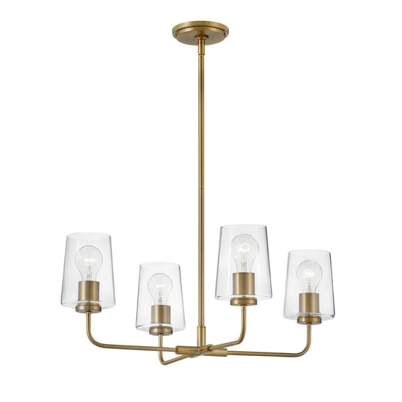 83454LCB Lark Kline - 4 Light Medium Chandelier In Transitional Style-9.75 Inches Tall and 25 Inches Wide-Lacquered Brass Finish