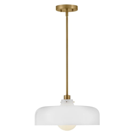 83497LCB-CO Lark Maisie - 10W 1 LED Medium Pendant-6.75 Inches Tall and 15 Inches Wide-Lacquered Brass Finish-White Glass Color
