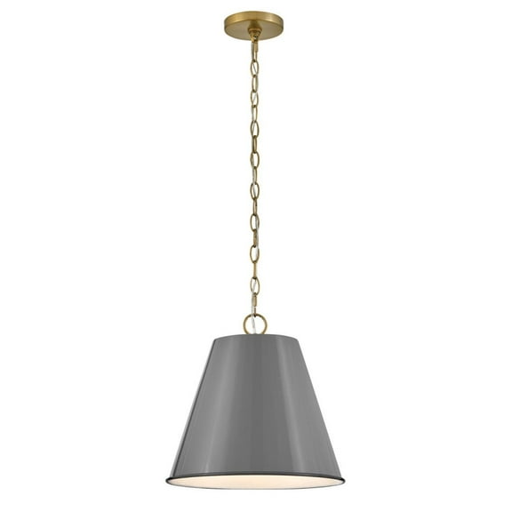 83527FY-Lark-Blake - 12W 1 LED Medium Pendant In Classic-9.75 Inches Tall and 13.25 Inches Wide-French Gray/Lacquered Brass Finish