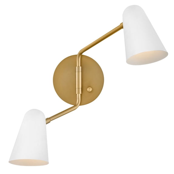 83542LCB-MW Lark Birdie - 10W 2 LED Wall Sconce In Mid-Century Modern Style-16.5 Inches Tall and 22.75 Inches Wide-Lacquered Brass/Matte White Finish
