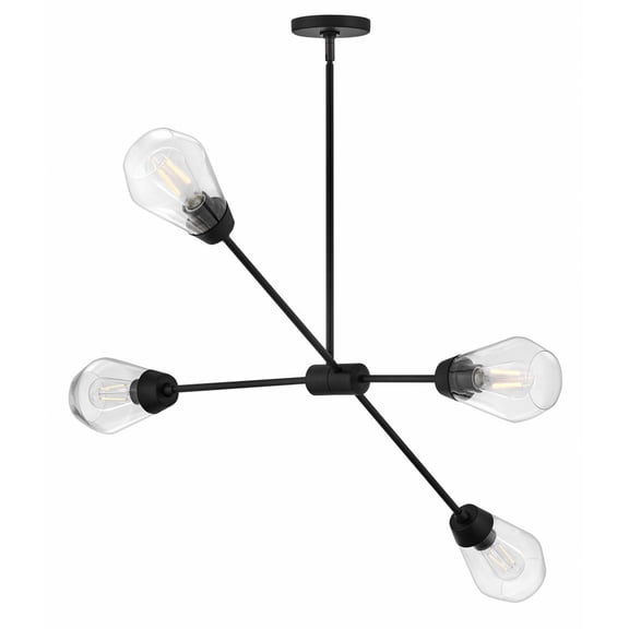 83584BK Lark Livie - 40W 4 LED Medium Convertible Mobile Chandelier In Modern Style-5.25 Inches Tall and 44 Inches Wide-Black Finish