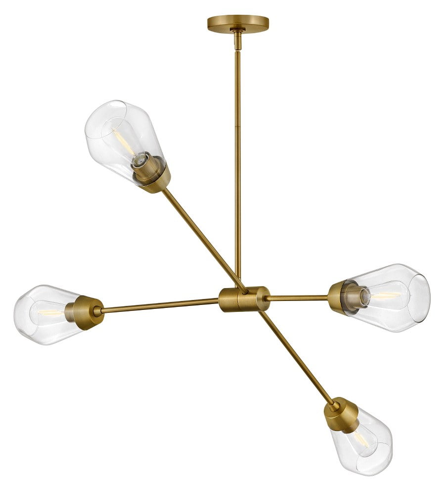 Livie Lacquered Brass 4-Light Sputnik Chandelier with Clear Glass