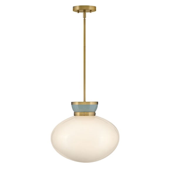 83604LCB-SF Lark Lucy - 12W 1 LED Medium Pendant-13.25 Inch Tall and 15 Inch Wide-Lacquered Brass/Sea Foam Finish
