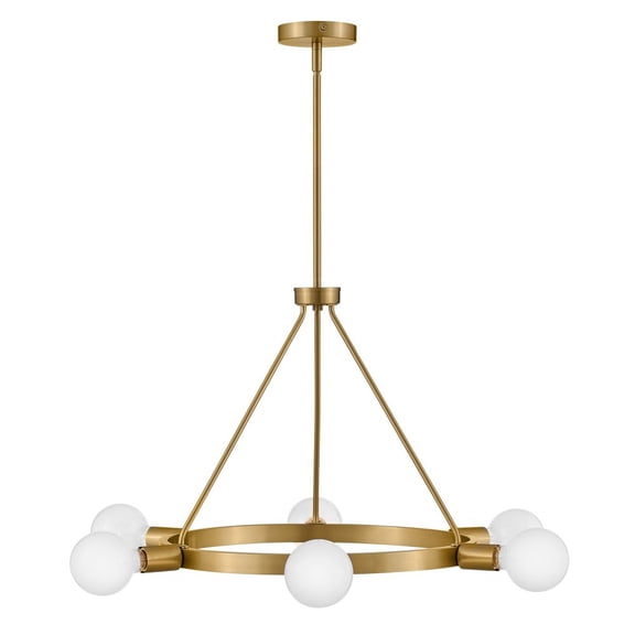 83616LCB Lark Orla - 60W 6 LED Medium Chandelier In Mid-Century Modern Style-17 Inches Tall and 24 Inches Wide-Lacquered Brass Finish