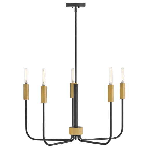 83634BK-LCB Lark Austen - 25W 5 LED Medium Chandelier-15.5 Inches Tall and 28.25 Inches Wide-Black/Lacquered Brass Finish