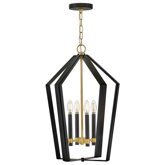 83644BK-LCB Lark Sammi - 20W 4 LED Large Pendant-25.5 Inches Tall and 17 Inches Wide-Black/Lacquered Brass Finish