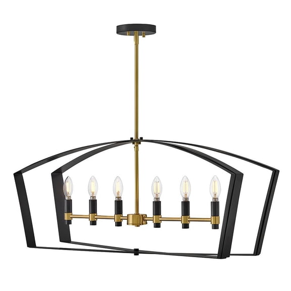 83645BK Lark Sammi - 30W 6 LED Large Linear Chandelier-14.5 Inch Tall and 40 Inch Wide-Black Finish