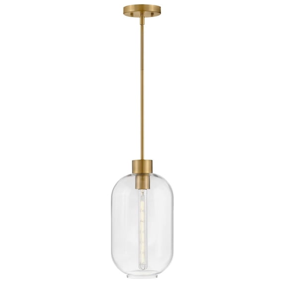 83657LCB Lark Greer - 12W 1 LED Small Pendant In Modern Style-16 Inches Tall and 8.5 Inches Wide-Lacquered Brass Finish