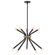 83855BK Lark Axton - 50W 10 LED Medium Chandelier In Mid-Century Modern-18.75 Inches Tall and 28 Inches Wide-Black/Lacquered Brass Finish