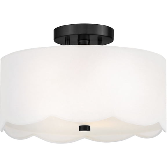 Lark 84381BK Bliss 2 Light 14" Wide Semi-Flush Drum Ceiling Fixture - Black