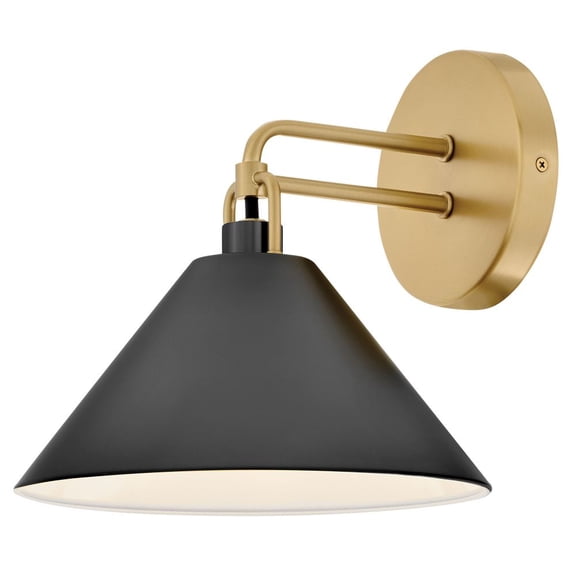 84430LCB-BK Lark Milo - 5W 1 LED Small Wall Sconce-9.25 Inches Tall and 9 Inches Wide-Lacquered Brass/Black Finish
